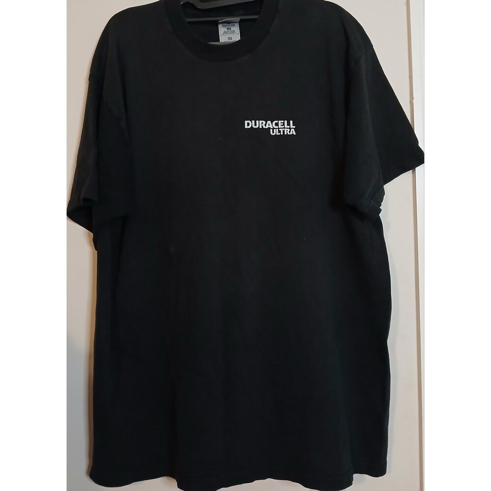 Y2K Duracell Ultra Promo T Shirt Mens XL Black Fruit of the Loom Heavy Cotton